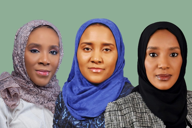 De gauche a droite Halima Fatima et Mariya Dangote
